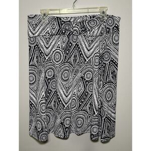 ROBERT LOUIS Women's Petite XL A-Line Black And White Skirt Geometric Design NWT